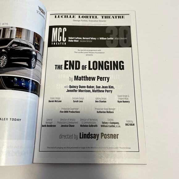 The End of Longing Pride Playbill Off Broadway Matthew Perry Jennifer Morrison - Picture 4 of 5